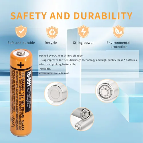 Vista 4 de 6 unids NI-MH AAA batería recargable para Panasonic HHR-65AAABU 1.2V batería de repuesto para teléfono inalámbrico
