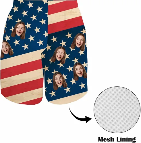 Vista 4 de Traje de baño personalizado para hombre, divertido estampado de fotos personalizado con la bandera estadounidense, pantalones cortos, regalos