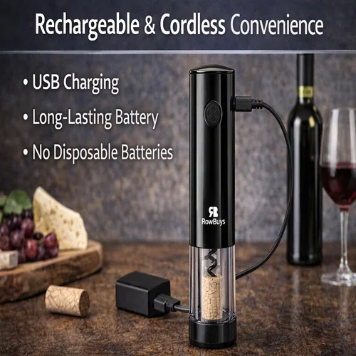 Vista 5 de Abrebotellas de vino eléctrico – Sacacorchos automático recargable con sensor táctil y luz LED Abrebotellas de vino inalámbrico Set de regalo