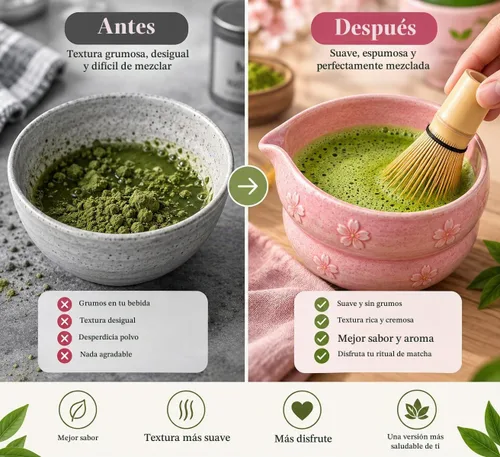 Vista 6 de Juego de 5 piezas de matcha premium con cuenco y batidor de té de bambú de cerámica, incluye soporte de bambú Chasen Chashaku, cuchara, tamiz