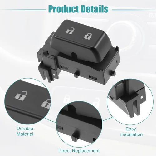 Vista 5 de ACROPIX Interruptor de bloqueo de puerta de automóvil de repuesto para Chevy Silverado 1500 - Paquete de 1 negro
