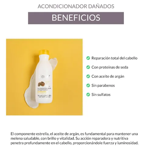 Vista 3 de ALEA - Acondicionador para el cabello dañado - Línea de cabello dañado - 16.9 fl oz - con proteínas de seda y aceite de argán - Libre de sulfatos