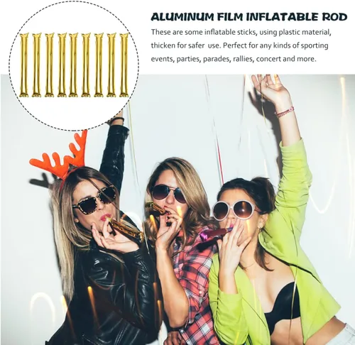 Vista 7 de jojofuny Juego de 24 palos inflables de aluminio para truenos, para juegos deportivos, conciertos, fiestas de cumpleaños, copa mundial de fútbol