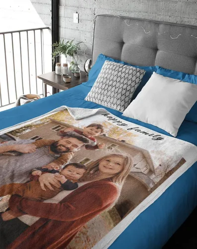 Vista 6 de Manta personalizada con foto y texto, manta personalizada de collage de imágenes y texto, manta de fotos suave regalo para Navidad, papá, mamá