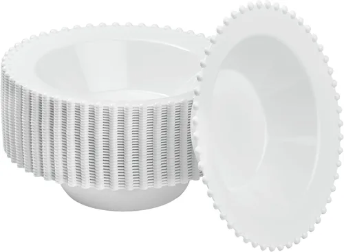 Vista 14 de Plasticpro - Juego de platos combinados de 32 piezas de plástico para cena, platos desechables de plástico elegantes y resistentes para fiestas de 7