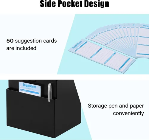 Vista 5 de xydled Caja de sugerencias con cerradura montable en pared de metal para donación/boleta/votación/colección/caja de depósito de llaves con 50