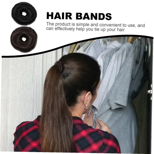 Vista 3 de FRCOLOR Anillos de extensión de pelo 2pcs secador de pelo cola de caballo boda plástico novia peluca Chignon
