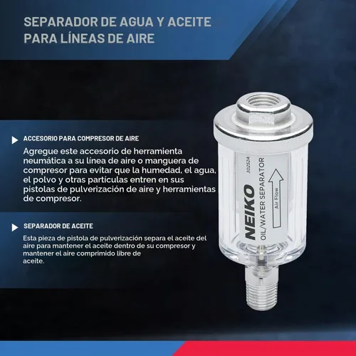 Vista 2 de Neiko Separador de agua y aceite en línea, 1/4" NPT
