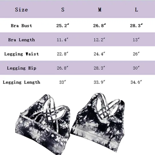 Vista 7 de YuMENo Conjuntos de entrenamiento de teñido anudado para mujer, 2 piezas, sin costuras, cintura alta, leggings de yoga con brasier deportivo, ropa