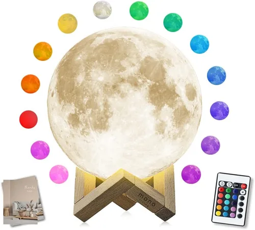 Vista 6 de Lámpara de luna, luz de luna, decoraciones de luna, lámpara fresca, lámparas de luna para adultos, decoración para niños, Acción de Gracias