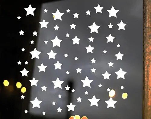 Vista 2 de Lámina de vinilo de estrellas – Camping RV Travel Trailer Scene – Adhesivo troquelado