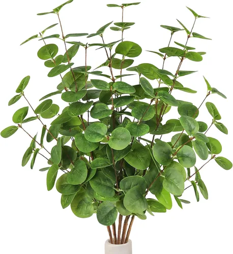 Vista 14 de Beferr Decoración de tallos de eucalipto de otoño, 5 piezas de ramas de eucalipto artificiales de 23 pulgadas, hojas de otoño, arreglos florales
