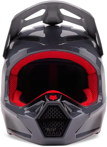 Vista 2 de Fox Racing Casco Unisex V1 para Motocross y Bicicleta de Tierra, Gris/Rojo, Extra Pequeño