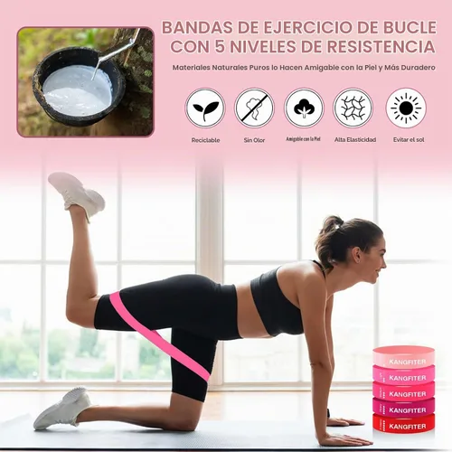 Vista 6 de KANGFITER Pilates Kit with Ankle Weight, Pilates Ring Ball, Resistance Band 11 piezas rosa