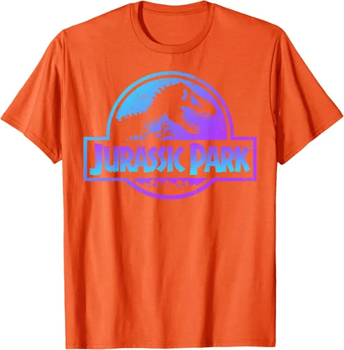 Vista 78 de Jurassic Park Camiseta de manga corta con logotipo Fossil azul y morado Negro