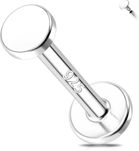 Vista 10 de Melighting Aretes de hélice de plata esterlina 925 para cartílago, roscados internamente, tragus, aretes de espalda plana, 6/0.315 in, piercing