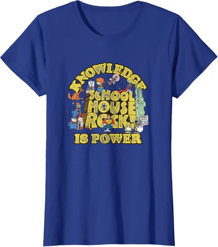 Vista 9 de Camiseta vintage con logo de Schoolhouse Rock "Knowledge is Power" de la serie de TV Azul Marino