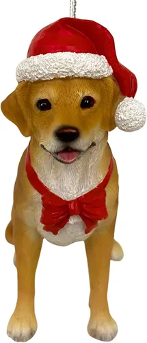 Vista 18 de Yuletide Designs Figura de perro adornos de Navidad con sombreros de Papá Noel