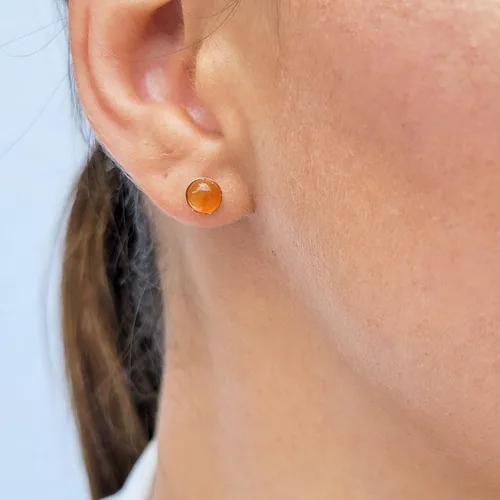 Vista 47 de Pendientes naturales de 0.236 in con chapado en oro blanco sobre plata de ley, bisel cabujón de piedras preciosas regalo de joyería para ella