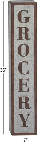 Vista 4 de Deco 79 59450 - Letrero de pared de hierro envejecido, 36 x 7 pulgadas, gris/marrón