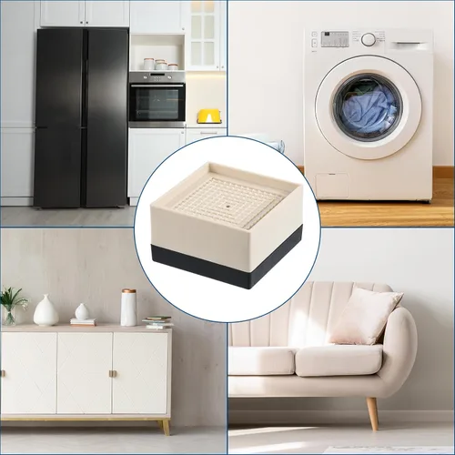 Vista 7 de uxcell Elevadores de cama, 4 piezas, elevadores de muebles de 1.5 pulgadas, elevador de sofá cuadrado ajustable con alfombrilla antideslizante