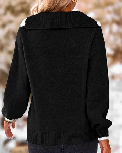 Vista 4 de BTFBM Suéter de manga larga con cuello en V y cuello en V para mujer, para otoño e invierno 2024