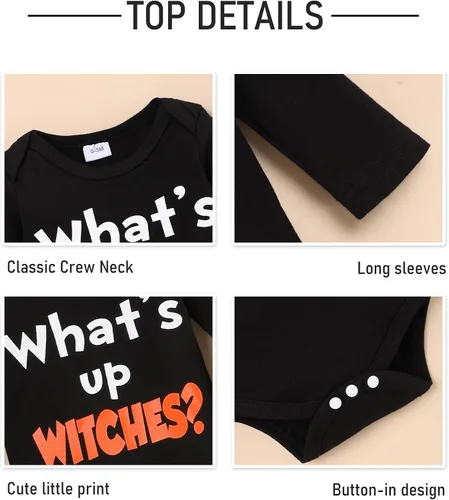 Vista 4 de My First Halloween - Conjunto de mameluco con estampado de letras para bebé recién nacido, niño y niña