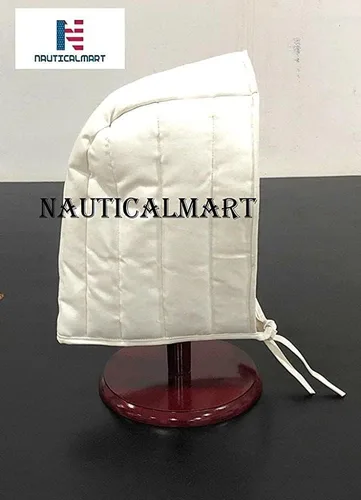 Vista 3 de NauticalMart Gorra de algodón acolchada Coif Arming Cap White Medieval Renaissance Winter Cap Maedieval Times, Blanco