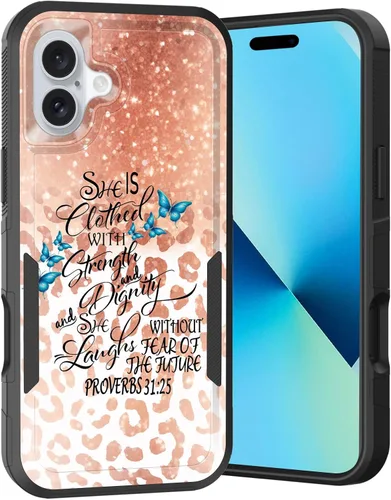 Vista 119 de Funda para iPhone Air, doble capa híbrida resistente resistente a prueba de golpes de policarbonato duro + funda protectora de silicona suave