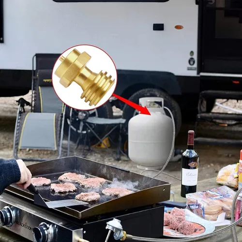 Vista 5 de Steak Saver Adaptador de Propano de 1lb a 20lb, Adaptador de Propano de 1 Libra para Convertidor de Cilindro Desechable de Un Solo Uso Universal