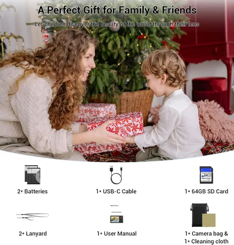 Vista 9 de Cámara digital 4K, cámara digital compacta digital de enfoque automático, zoom digital de 16X, cámara de viaje mejorada con tarjeta SD de 64 GB, 2