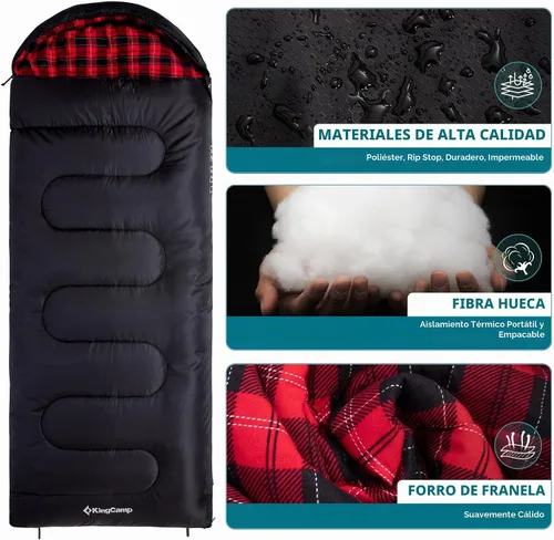 Vista 5 de KingCamp Sleeping Bag for Adults, 100% Flannel XL Big and Tall