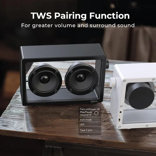 Vista 3 de JAYINE Altavoz Bluetooth portátil de casete, altavoces minimalistas de 16 W, Bluetooth inalámbrico potente, sonido potente HD y amplia Negro