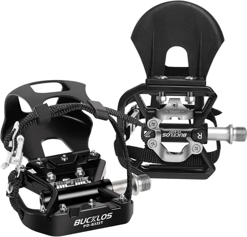Vista 8 de Pedales de Bicicleta Bucklos con Jaulas y Correas para Dedos del Pie - Jaulas de Clips para Dedos de Bicicleta Compatible con Bicicleta