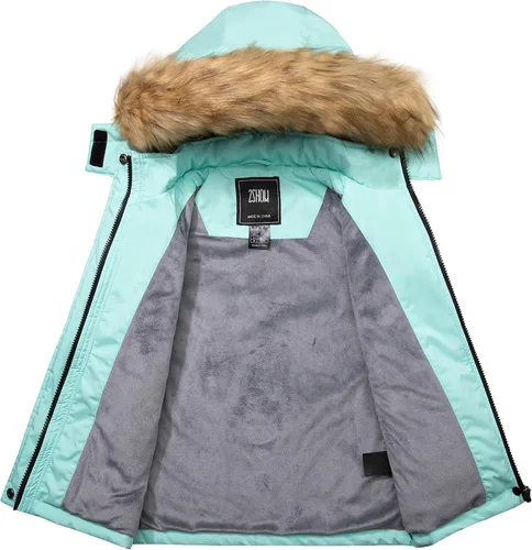 Vista 3 de ZSHOW Chaqueta de esquí impermeable para niñas, abrigo de invierno cálido acolchado con forro polar parka
