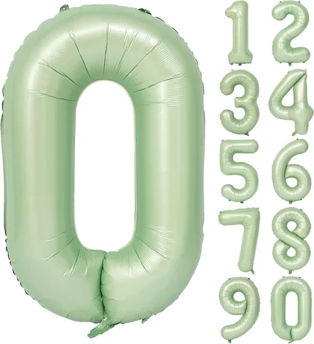 Vista 220 de Globos de 40 pulgadas con números de caramelo, papel de aluminio de helio, globos de látex de Mylar para fiesta de cumpleaños, decoración digital 0