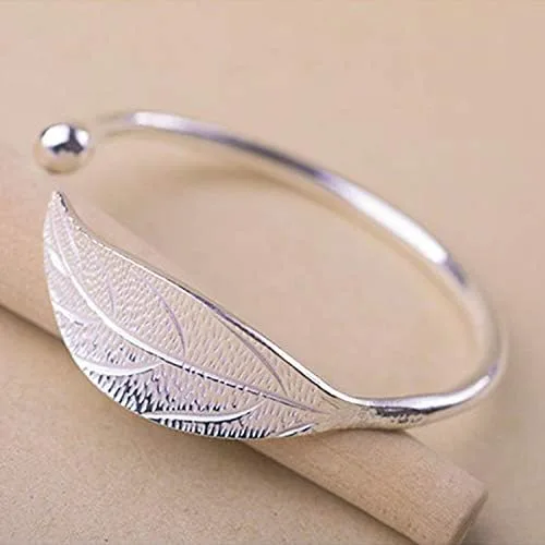 Vista 4 de YBpineer - Brazalete para mujer con diseño de hojas abiertas