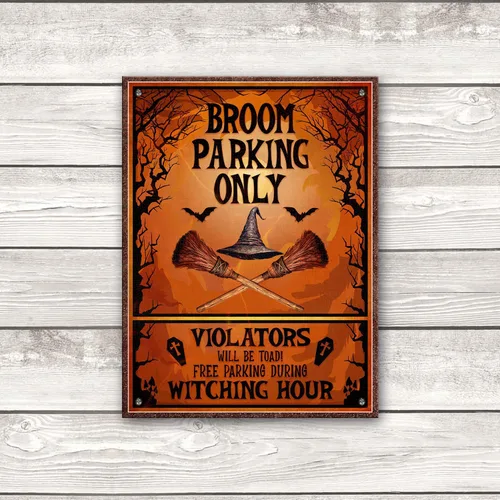 Vista 7 de Letrero de metal impreso con diseño de bruja, con texto en inglés «All Others Will Be Toad Wiccan», «All Others Will Be Toad Wiccan», letrero