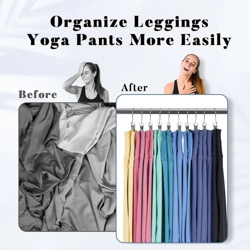 Vista 5 de Organizadores de armario y clips de almacenamiento, paquete de 20, organizador de leggins para armario, perchas para pantalones de yoga, clips