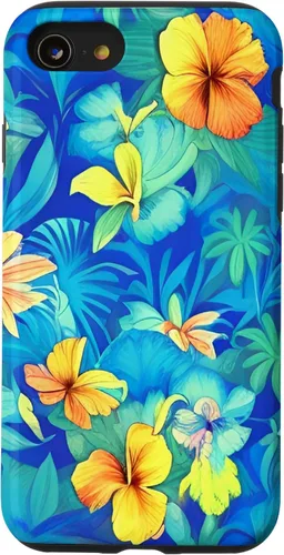 Vista 13 de Funda estética para iPhone 15 con flores de hibisco floral hawaiano tropicales