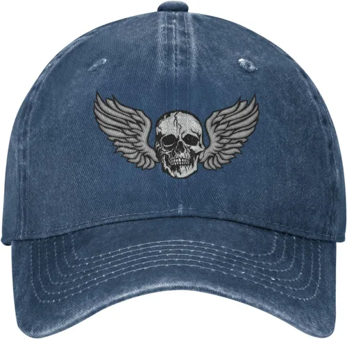 Vista 2 de Cowboy Hat Trendy Hats for Man and Women Djustable Four Season Outdoor Baseball Cap of Hell Skull with Angel Navy Blue