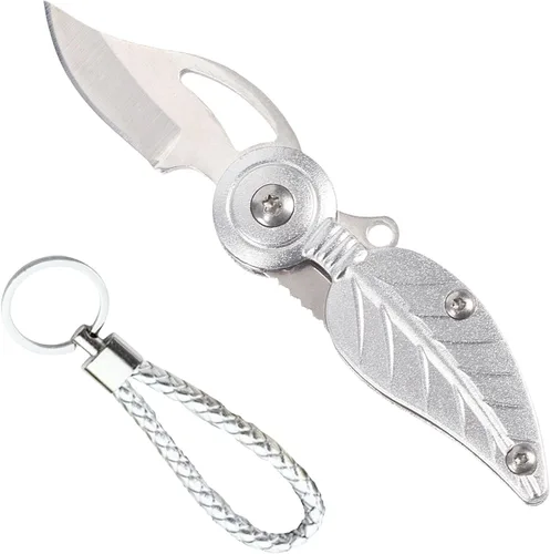 Vista 8 de Juego de mini cuchillos de bolsillo, cuchillo EDC con cadena, gadgets geniales, bonitos accesorios para llaves, regalo creativo para mujer (negro)