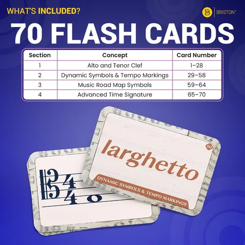Vista 4 de Tarjetas flash avanzadas de teoría musical - 70 símbolos, notas y firmas de tiempo Tarjetas avanzadas de teoría musical para estudiantes
