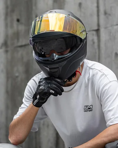 Vista 7 de ILM Casco modular de motocicleta para adultos, de cara completa, abatible, con doble visera, Street Bike Racing DOT modelo MM966