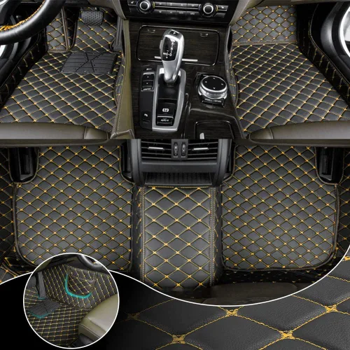 Vista 12 de Alfombrillas personalizadas para Toyota 4Runner 1988-2023, de cuero de lujo, impermeables, antideslizantes, cobertura completa, revestimientos Beige