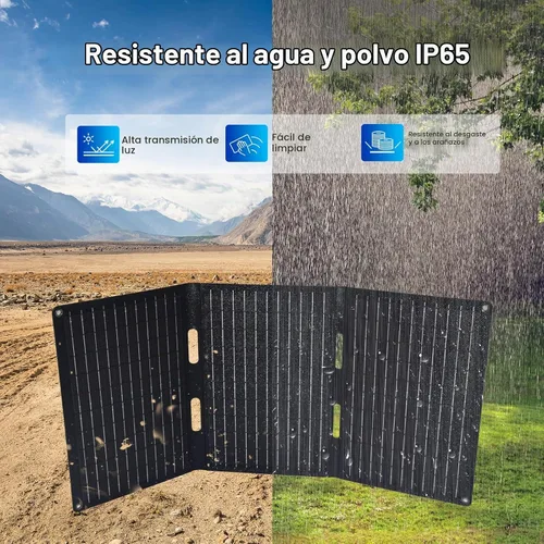 Vista 6 de Panel solar portátil de 30W, cargador de panel solar plegable con QC3.0 USB-A USB-C y salida DC para teléfono/banco de energía/iPad/estación