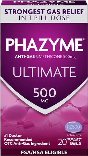 Vista 8 de Phazyme - Alivio máximo para los gases y la hinchazón, 250 mg de simeticona, 12 cápsulas blandas