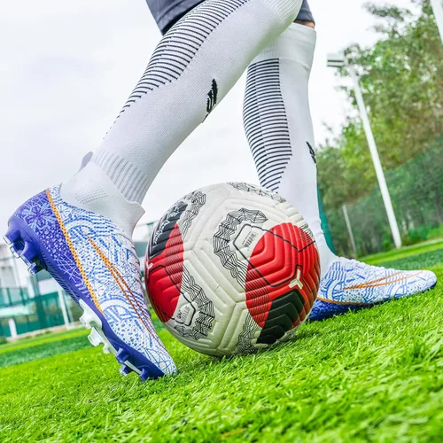 Vista 6 de HAIMIAH Zapatos de fútbol para hombre y mujer, zapatos de fútbol con suela dorada, zapatos de fútbol para estudiantes, zapatos de entrenamiento