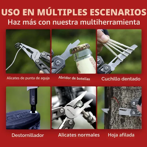 Vista 3 de Regalos de Navidad para hombres, papá, WETOLS 21-en-1 multiherramientas con cuchillo de bolsillo, alicates autoblocantes de acero inoxidable con 8
