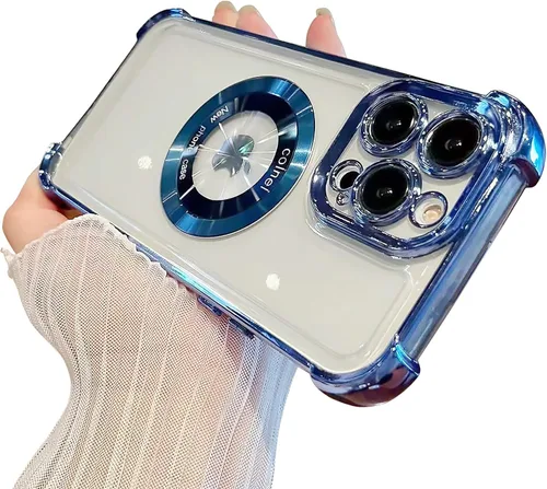 Vista 35 de Funda magnética transparente para iPhone 11, funda de lujo con cuatro esquinas brillantes, protección a prueba de golpes de grado militar